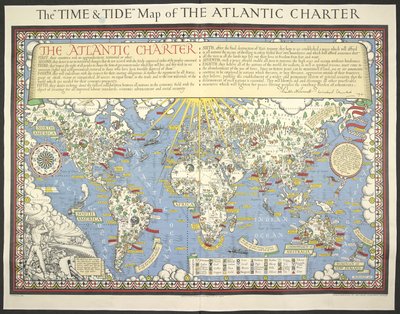 Mapa de tiempos y mareas de la Carta del Atlántico de MacDonald Gill
