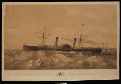 El vapor S.S. Adriatic de la Atlantic Royal Mail Steam Navigation Company, c.1856 (litografía, tintada) de Macdonald & Co. Maclure