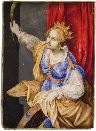 Artemisia Gentileschi como Santa Catalina de Alejandría, mediados del siglo XVII de Maddalena Corvina