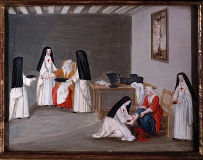 Monjas de la Abadía de Port-Royal-des-Champs atendiendo a los enfermos (pintura de Madeleine (attr. to) Boullogne