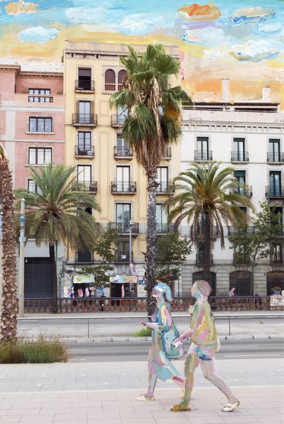 Barcelona (pintura acrílica sobre impresión de pigmentos de archivo) de Madeleine Gross
