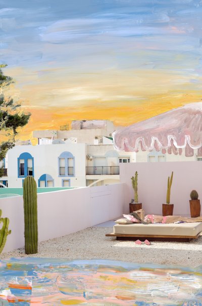 Ibiza, 2022 (pintura acrílica sobre impresión de pigmentos de archivo) de Madeleine Gross