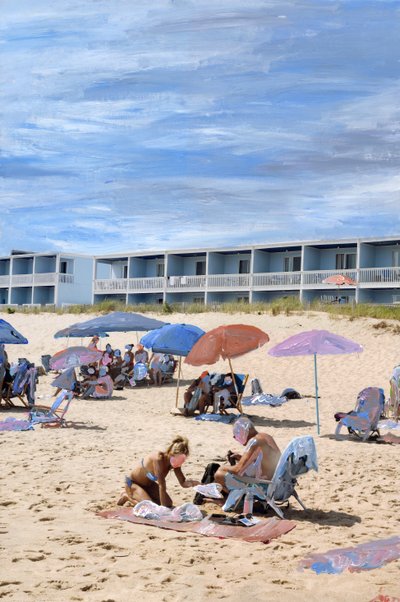 Montauk, 2021 (pintura acrílica sobre impresión de pigmentos de archivo) de Madeleine Gross