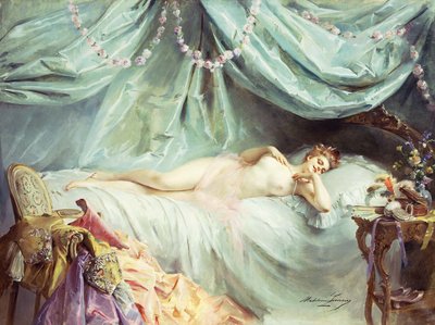 Desnudo reclinado en un interior elegante de Madeleine Lemaire