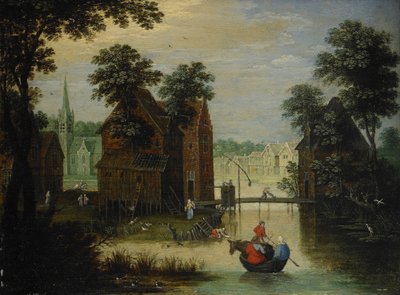 Paisaje fluvial con la huida a Egipto, 1616 de Maerten Ryckaert