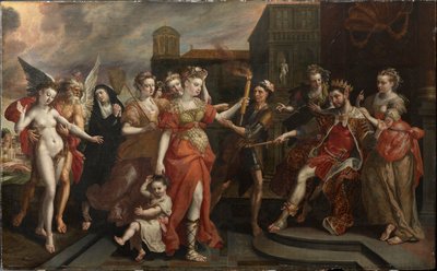 La calumnia de Apeles, finales de 1590 de Maerten Vos de