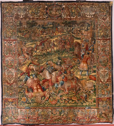 Museo Diocesano (Museo Diocesano). Tapiz flamenco. Bruselas. Taller François Geubels. Serie La Historia de Gedeón. La derrota de los madianitas (Derrota de los madianitas). Seda y lana. Legado del obispo Vicente Roca de Serna. Barroco. 1534-1571, en el de Maerten van Heemskerck