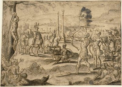 Disparos al cadáver de su padre de Maerten van Heemskerck