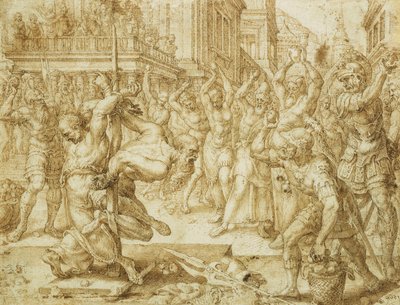 El apedreamiento de los ancianos, de la historia de Susana, 1562 de Maerten van Heemskerck