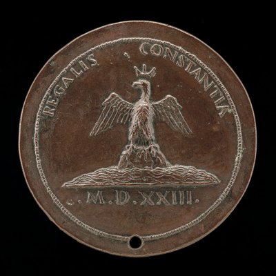 Águila coronada en un montículo entre aguas [reverso], 1523 de Maffeo Olivieri