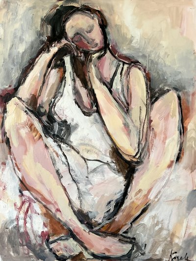Mujer sentada, pensativa de Magdalena  Krzak