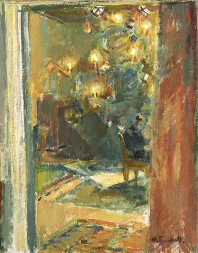 Árbol de Navidad en el salón de Kilo Manor de Magnus Enckell