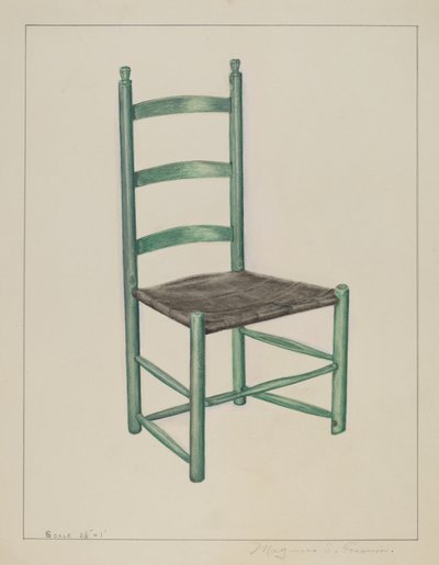 Silla de Respaldo de Escalera - Llamada Silla de Sacudidas, c. 1936 de Magnus S. Fossum