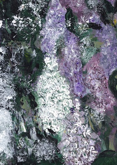 Cuadro abstracto de lilas de Maira Ribena