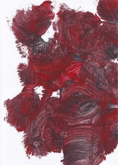 Abstracto texturizado en rojo intenso de Maira Ribena