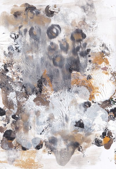 Abstracto en gris dorado con textura de Maira Ribena