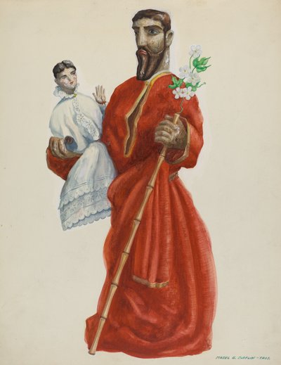 Santo tallado y pintado - San José, c. 1938 de Majel G. Claflin