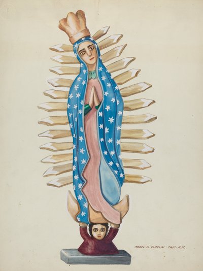 Santo de madera de Guadalupe o Bulto, c. 1937 de Majel G. Claflin