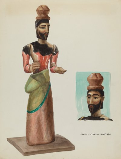 San José, Santo tallado y pintado en madera, c. 1937 de Majel G. Claflin