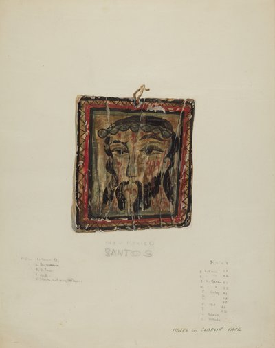 Pequeña cabeza de Cristo - Retablo, c. 1940 de Majel G. Claflin