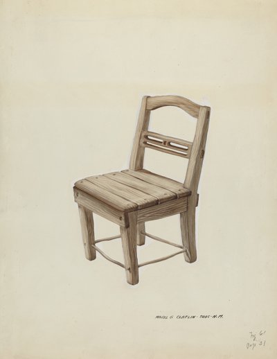 Pequeña silla de madera de Majel G. Claflin
