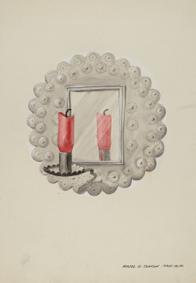 Candelabro de espejo de estaño, c. 1937 de Majel G. Claflin