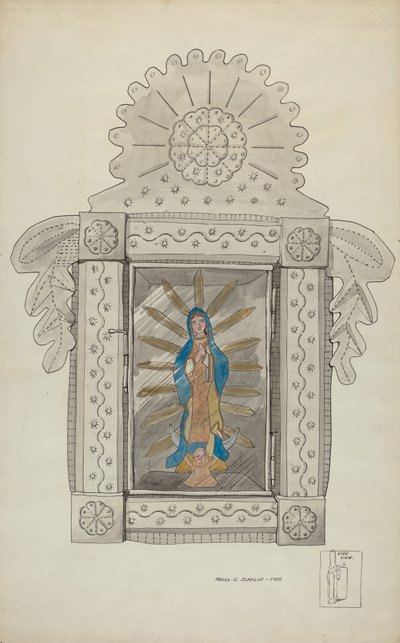 Nicho de estaño con Guadalupe Bulto, c. 1936 de Majel G. Claflin