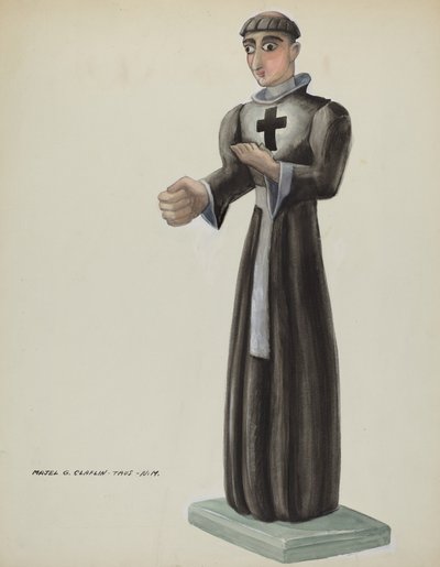 Santo de madera - Fraile con cruz en el pecho, 1935-1942 de Majel G. Claflin