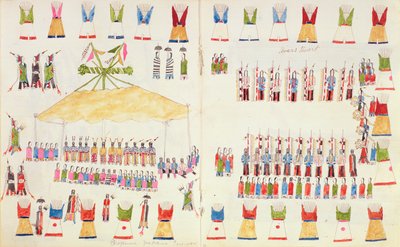 Corazón de Oso. Pow-wow de Medicina Cheyenne, de un libro de bocetos hechos en Fort Marion, St Augustine, Florida, 1877 de Making Medicine