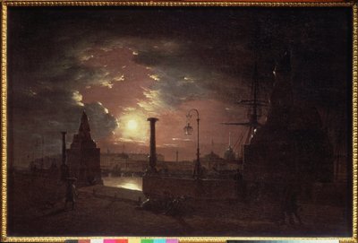 Noche de otoño en San Petersburgo - Pintura de Maxim Nikiphorovich Vorobyev (Vorobiev) (1787-1855), óleo sobre lienzo de Maksim Nikiforovich Vorobiev