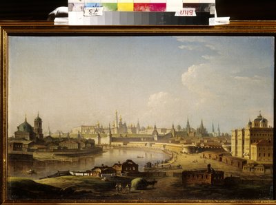 Vista del Kremlin y el orfanato de Moscú. Pintura de Maxim (Maksim) Nikiphorovich Vorobyev (Vorobiev) (1787-1855), óleo sobre lienzo de Maksim Nikiforovich Vorobiev