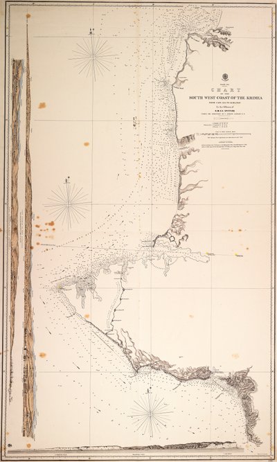 Mar Negro, carta de la costa suroeste de Krimea desde el cabo Aia hasta la bahía de Alma. Por los oficiales del H.M.S.V. Spitfire. de Malby Malby