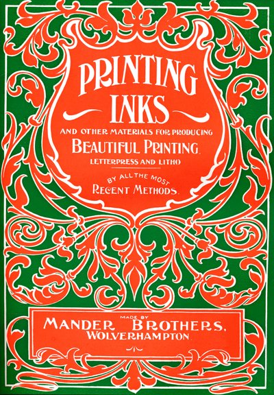 Tintas de impresión y otros materiales para producir impresiones hermosas - anuncio, 1916 de Mander Brothers