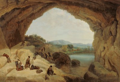 Emboscada a un grupo de bandidos en la Cueva del Gato - Barron y Carrillo, Manuel (1814-1884) - 1869 - Óleo sobre lienzo - 72x105 - Museo Carmen Thyssen, Málaga de Manuel Barron y Carrillo