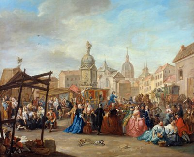 Plaza de Cebadax en Madrid Pintura de Manuel de la Cruz (siglo XVIII) Siglo XVIII Madrid, Museo Sorolla de Manuel De La Cruz