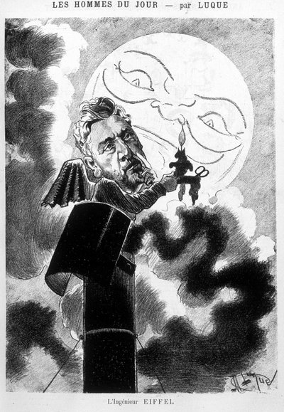 Caricatura del ingeniero Eiffel por Luque - La Caricatura del 19/03/1887 de Manuel Luque