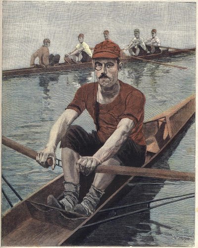 Carrera de remo, en Francia. Ilustración de Luque, del periódico francés Le soleil du dimanche de Manuel Luque