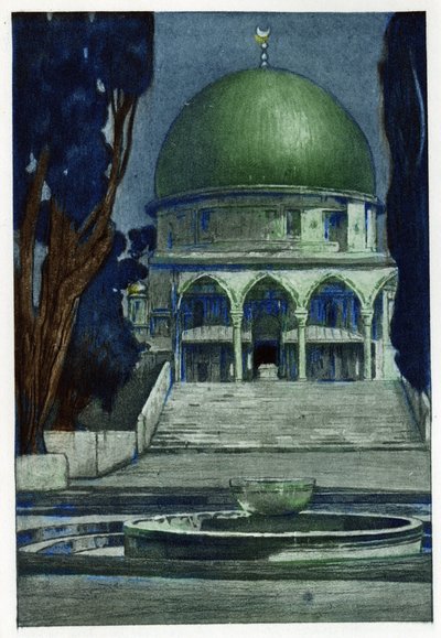 Mezquita Al-Aqsa (Al-Aqsa) en Jerusalén. Grabado por Manuel Orazzi (1860-1934), en “L
