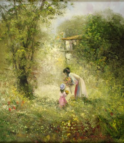 Escena de jardín (óleo) de Maoliid