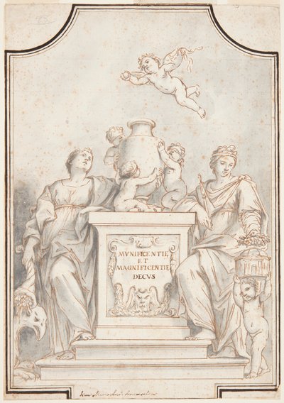 Diseño para una pintura monocroma, Iglesia de Corpus Domini, Bolonia, Italia de Marc Antonio Franceschini