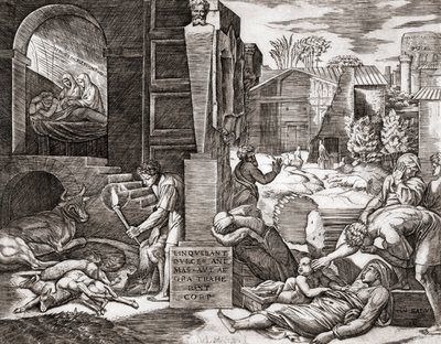 La peste (grabado) de Marcantonio (after) Raimondi
