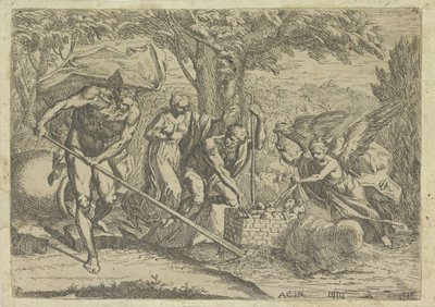 Romulus y Remus gevonden puerta Faustulus en Louva de Marcantonio Bellavia