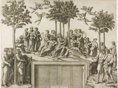 Apolo en el Parnaso de Marcantonio Raimondi