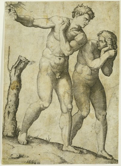 Expulsión del Paraíso de Marcantonio Raimondi