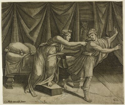 Joseph y la mujer de Potipher de Marcantonio Raimondi