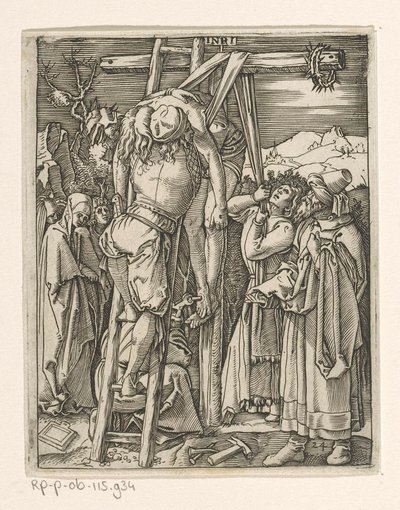 toma de cruz Pasión de Cristo (título de la serie) de Marcantonio Raimondi