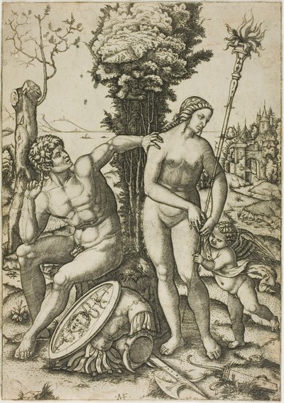 Marte, Venus y Cupido de Marcantonio Raimondi