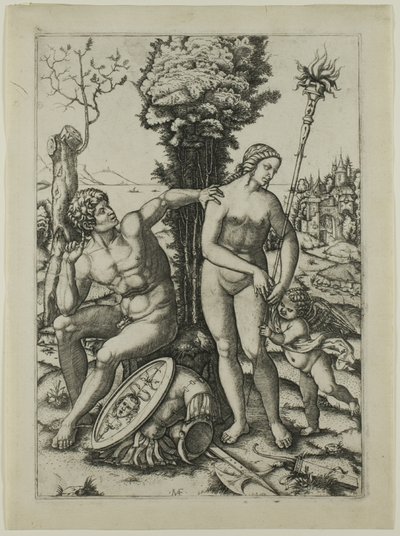 Marte, Venus y Cupido de Marcantonio Raimondi