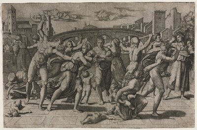 Masacre de los inocentes sin el abeto, ca. 1513-15 de Marcantonio Raimondi