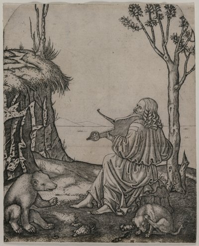 Orfeo encantando a los animales (grabado) de Marcantonio Raimondi